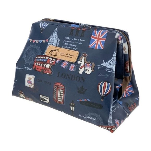 Uma Hana Handbags - Waterproof London Large Opening Cosmetic Bag